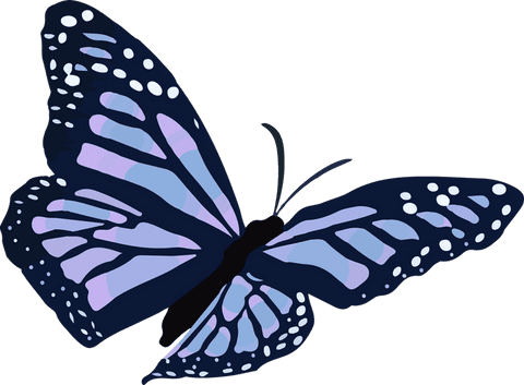 Blue purple butterfly digital artwork on transparent background