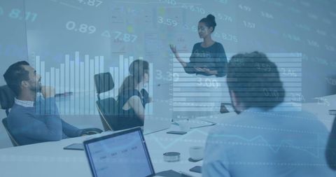 Business Presentation with Virtual Stock Market Data Overlay - Download Free Stock Images Pikwizard.com