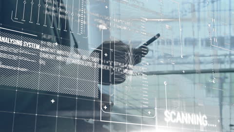 Digital Data Processing Concept with Rotating Globe Animation