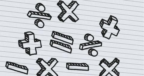 Digital Illustration of Mathematical Symbols on Lined Notebook - Download Free Stock Images Pikwizard.com