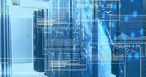 Futuristic Digital Interface Displaying Data in Server Room - Download Free Stock Images Pikwizard.com