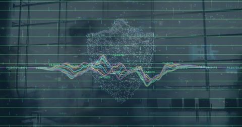 Digital Shield with Data Streams in Tech Interface Visual