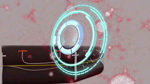 Futuristic Clock Overlay on Digital Landscape