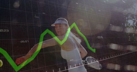 Tennis Player Intersecting with Stock Graph Concept