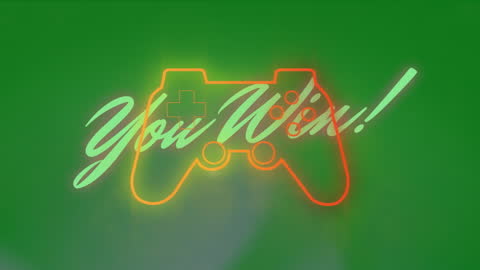 You Win Message Overlay Game Controller Icon Neon Style