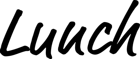 Digitally illustrated lunch text on transparent background