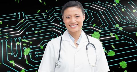 Digital interface with doctor and circuit background