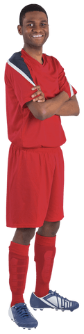 Confident Football Player in Red Jersey with Transparent Background - Download Free Stock Videos Pikwizard.com