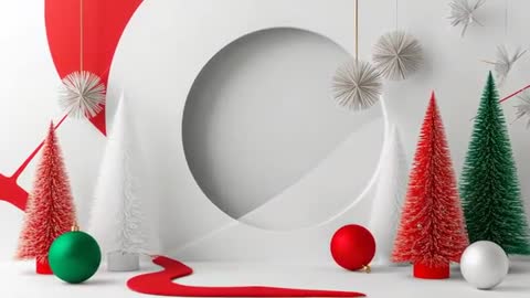 Festive Holiday Display with Decorative Cone Trees and Paper Stars