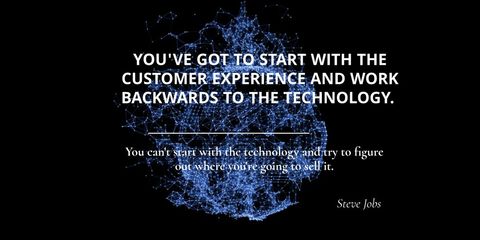 customer-centric approach quote by steve jobs on tech-themed background - Download Free Stock Templates Pikwizard.com