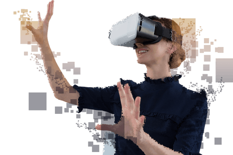 Pixelated Businesswoman Using VR on Transparent Background - Download Free Stock Videos Pikwizard.com