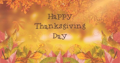 Happy Thanksgiving Day Background with Autumn Leaves