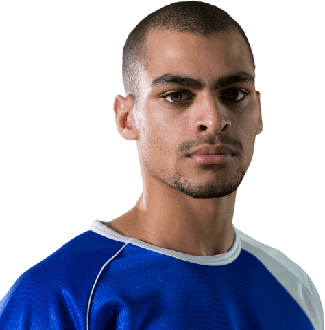 Transparent Football Player Portrait Demonstrating Determination