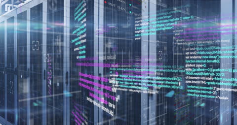 Futuristic Data Stream and Server Room Integration