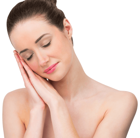 peaceful woman relaxing with hands on cheeks on transparent background - Download Free Stock Videos Pikwizard.com