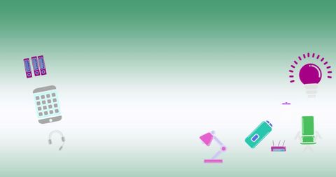 Digital Business Interface Icons on Gradient Green Background - Download Free Stock Images Pikwizard.com