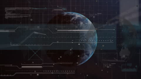 Futuristic Globe with Digital Interface and Data Visualization