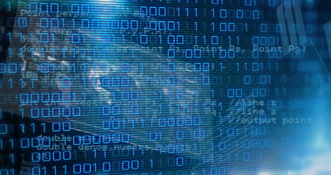 Futuristic Binary Code Overlay with Digital Interface