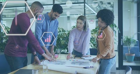 Team collaborating on innovative financial strategies in modern office