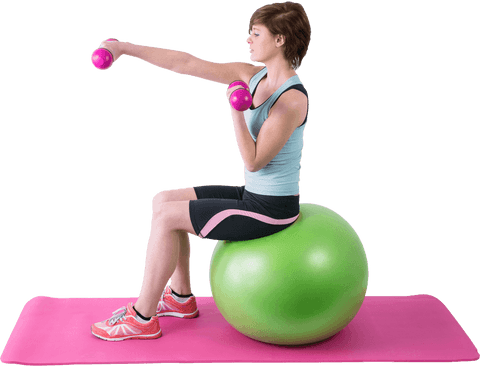 woman exercising with dumbbells on fitness ball, transparent background - Download Free Stock Videos Pikwizard.com
