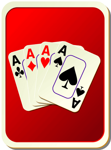 Four aces on red background transparent playing cards