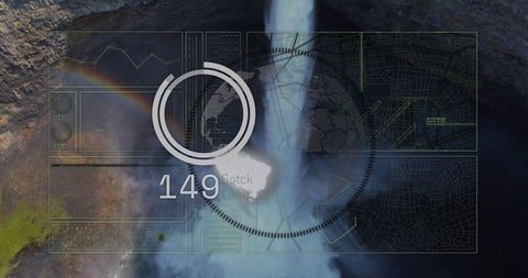 Transparent HUD Overlay on Majestic Waterfall Background