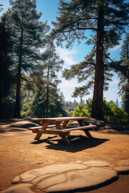 Landscape of national park with bench and trees, created using generative ai technology - Download Free Stock Photos Pikwizard.com