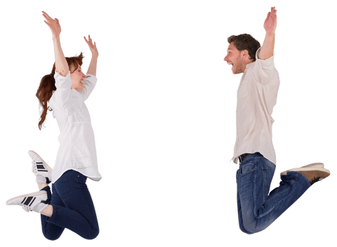 joyful couple jumping together transparent background - Download Free Stock Videos Pikwizard.com