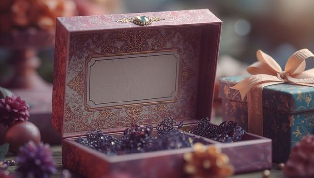 Elegant jewelry box with beaded necklace and luxurious gifts