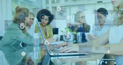 Diverse Team Collaborating on Tech and Sustainability Ideas