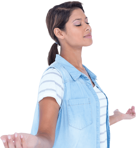 Transparent Background of Relaxed Woman with Outstretched Arms