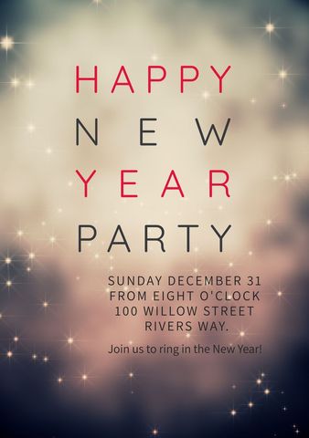 Elegant New Year Party Invitation with Sparkling Stars - Download Free Stock Templates Pikwizard.com