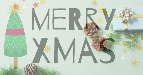 Merry xmas festive greeting with seasonal decorations