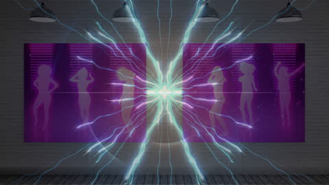 Animated Light Show with Dancing Club Silhouettes