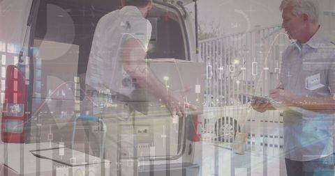 Global Delivery Business with Digital Data Analytics Concept