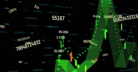 Financial Data Visualization with Green Graph and Numbers