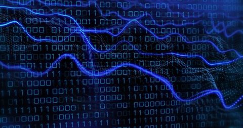 Binary Code with Flowing Data Lines on Black Background - Download Free Stock Images Pikwizard.com