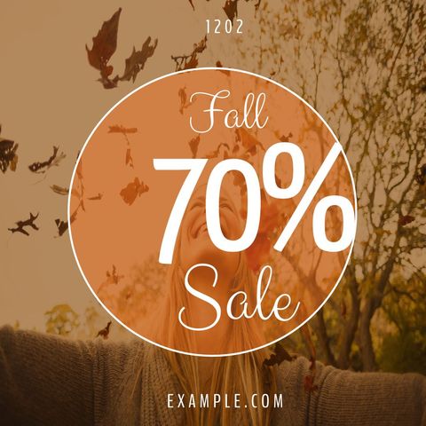 Autumn Sale Banner with Falling Leaves and Bold Discount - Download Free Stock Templates Pikwizard.com