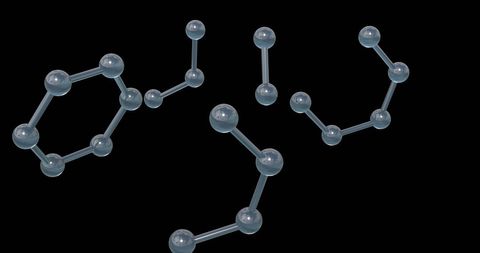 3d molecular network on black background with abstract connections
