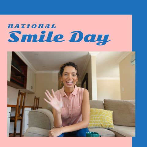 joyful biracial woman celebrating national smile day - Download Free Stock Templates Pikwizard.com