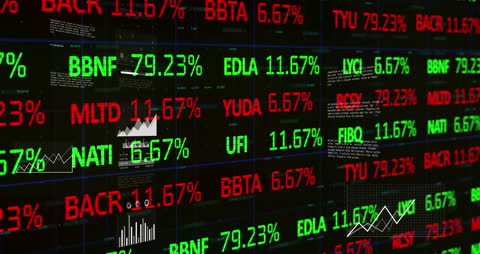Dynamic Stock Market Board Animation with Data Graphs