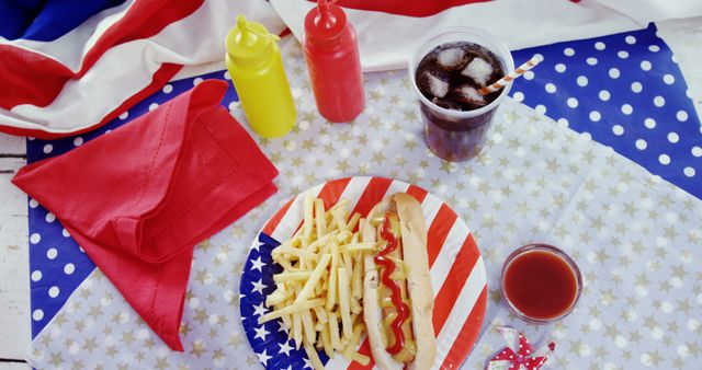 Classic American Dining with Hot Dog, Fries, and Soda - Download Free Stock Images Pikwizard.com