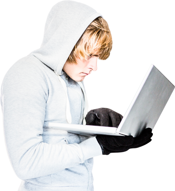 Transparent Hacker in Hoodie Using Laptop Stock Image - Download Free Stock Videos Pikwizard.com