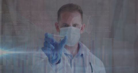 Doctor Analyzing Virtual Data Interface in Modern Healthcare Concept