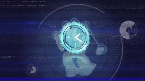 Abstract Digital Clock with Data Elements Background