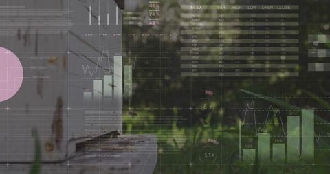 Technology Overlay on Vintage Outdoor Industrial Setting