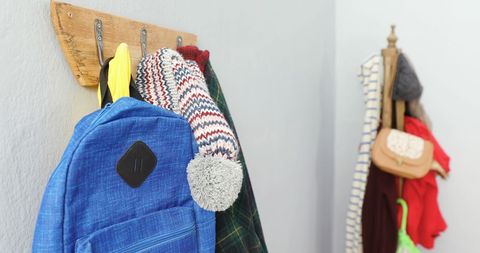 Cozy Entryway with Hanging Outerwear on Wooden Hooks - Download Free Stock Images Pikwizard.com