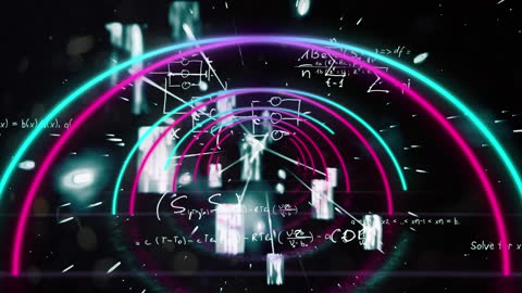 Neon Lights and Math Formulas Animation Background