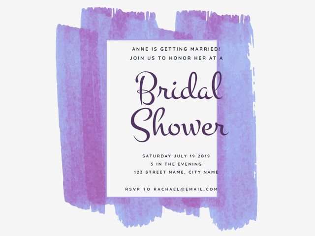 Elegant Purple-Themed Bridal Shower Invitation with Watercolor Design - Download Free Stock Templates Pikwizard.com