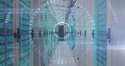 Futuristic Data Processing Over Server Racks with Digital Interface - Download Free Stock Images Pikwizard.com